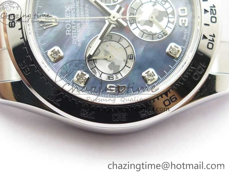MiroTime 0319 TechFriendly Daytona 116520 SS UBF Best Edition Ice Blue MOP Crystal Markers Dial on SS Bracelet A 2938